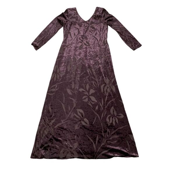 Vintage Plum Velour Textured Giwn By Rhapsody - Picture 1 of 10